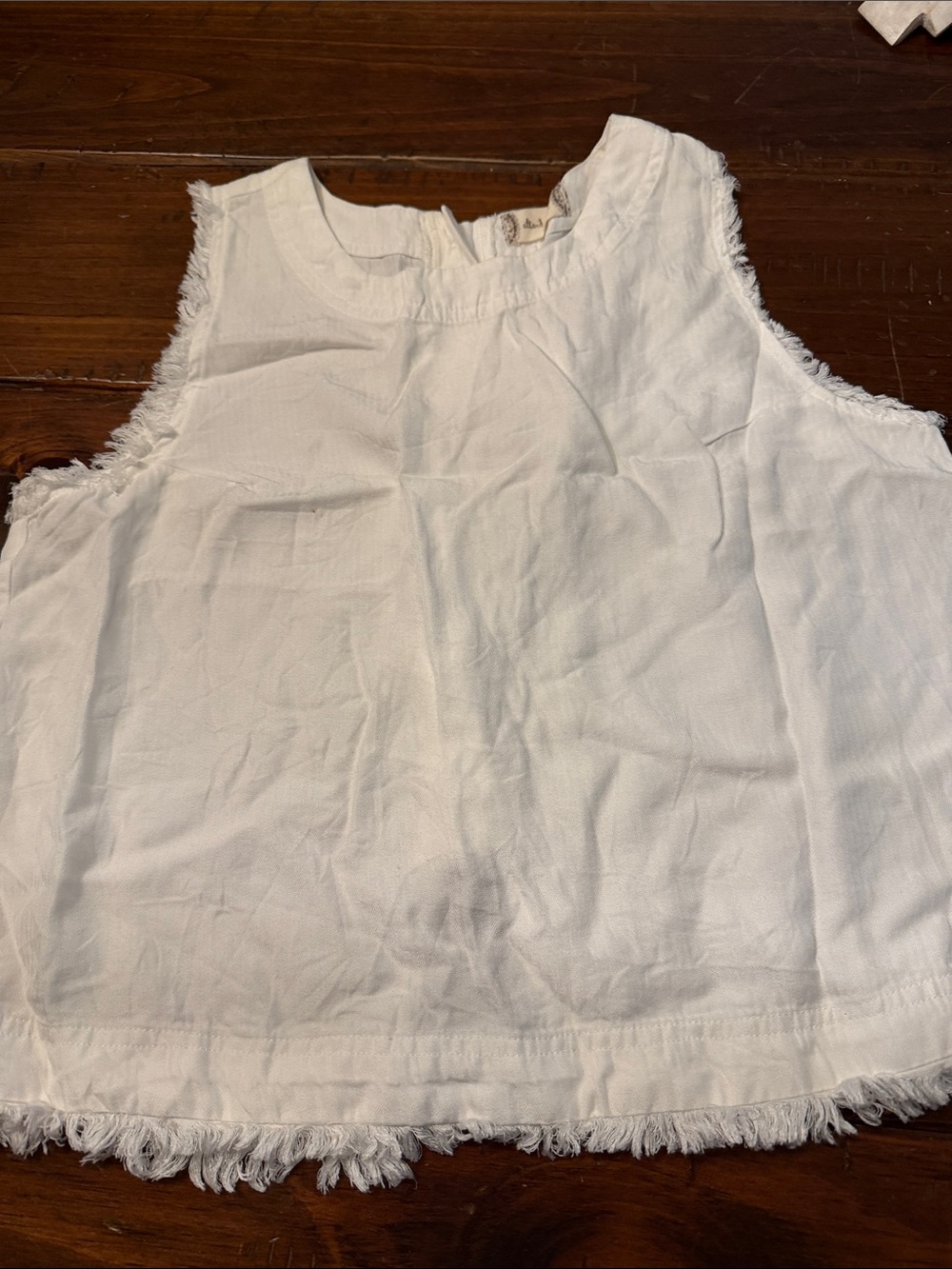 Women’s  White Sleeveless Fringe Trim Top
